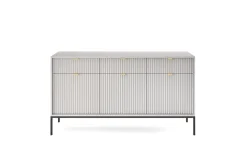 Zestaw mebli do salonu szary/czarny Delicious ryflowane fronty