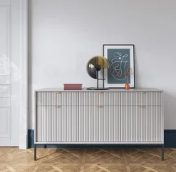 Zestaw mebli do salonu szary/czarny Delicious ryflowane fronty