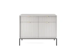 Zestaw mebli do salonu szary/czarny Delicious ryflowane fronty