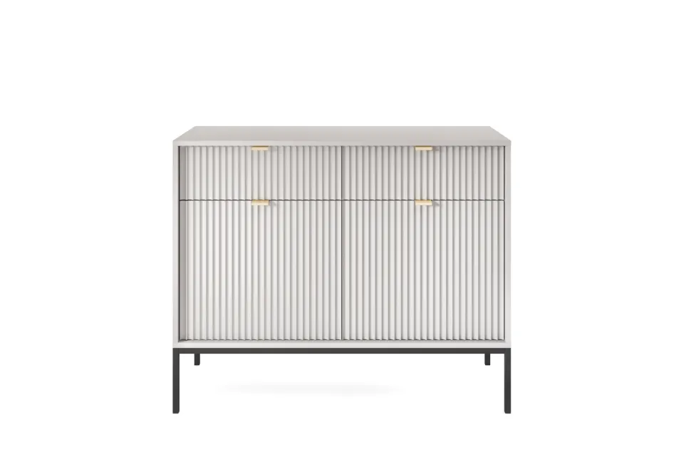 Zestaw mebli do salonu szary/czarny Delicious ryflowane fronty