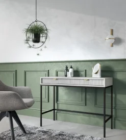 Zestaw mebli do salonu szary/czarny Delicious ryflowane fronty