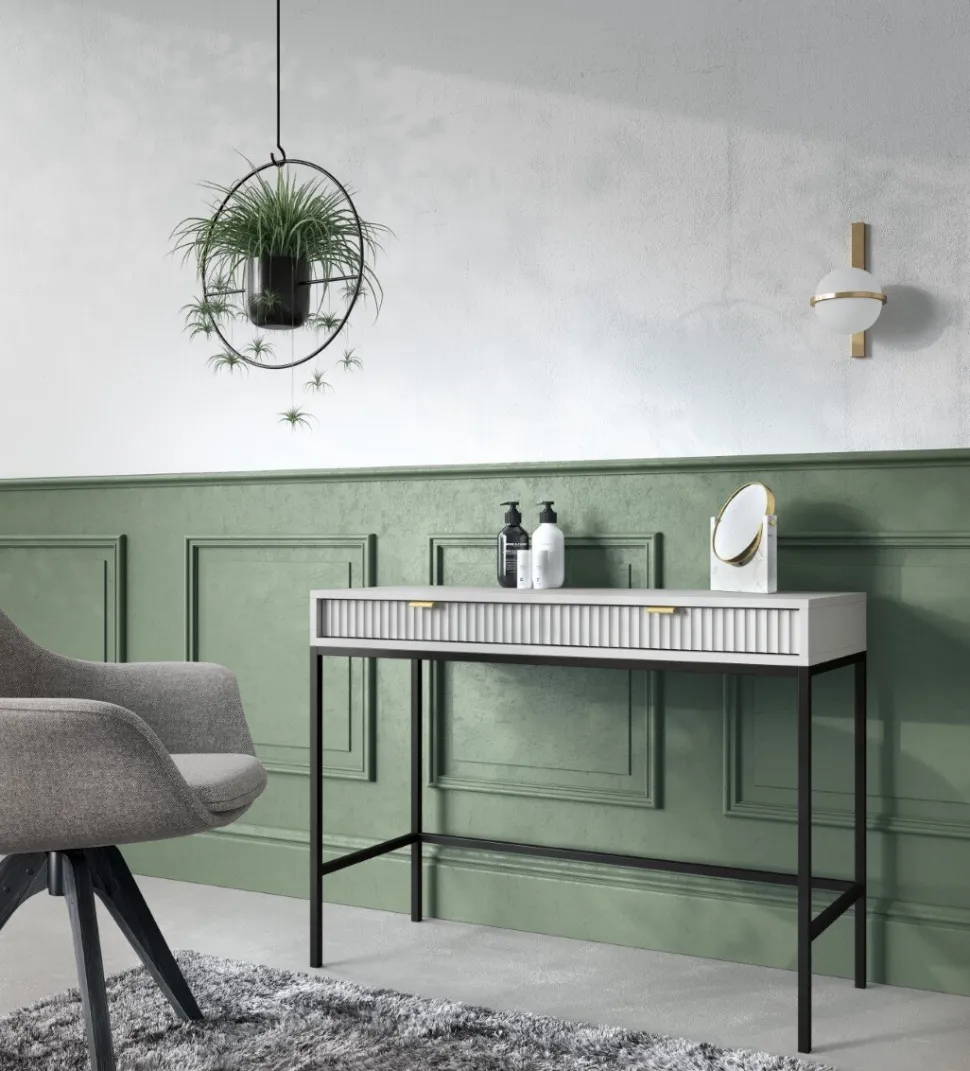 Zestaw mebli do salonu szary/czarny Delicious ryflowane fronty