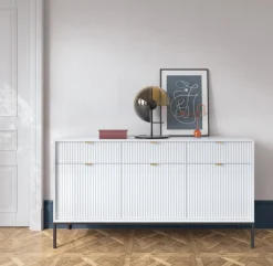 Zestaw mebli do sypialni biały/czarny Delicious ryflowane fronty