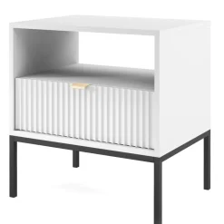 Zestaw mebli do sypialni biały/czarny Delicious ryflowane fronty