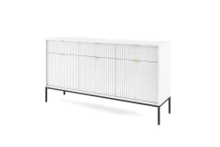 Zestaw mebli do sypialni biały/czarny Delicious ryflowane fronty