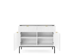 Zestaw mebli do sypialni biały/czarny Delicious ryflowane fronty