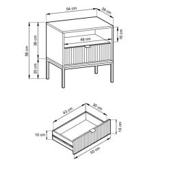Zestaw mebli do sypialni biały/czarny Delicious ryflowane fronty