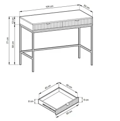 Zestaw mebli do sypialni szary/czarny Delicious ryflowane fronty