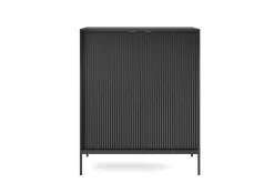 Zestaw mebli do sypialni czarny/czarny Delicious ryflowane fronty