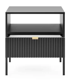 Zestaw mebli do sypialni czarny/czarny Delicious ryflowane fronty