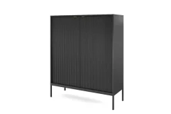 Zestaw mebli do sypialni czarny/czarny Delicious ryflowane fronty