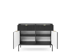 Zestaw mebli do sypialni czarny/czarny Delicious ryflowane fronty