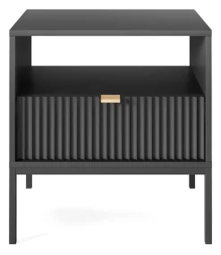 Zestaw mebli do sypialni czarny/czarny Delicious ryflowane fronty