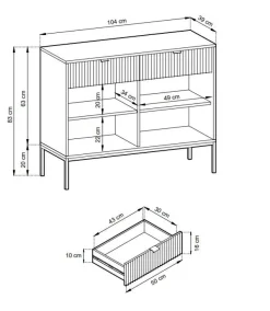 Zestaw mebli do sypialni czarny/czarny Delicious ryflowane fronty