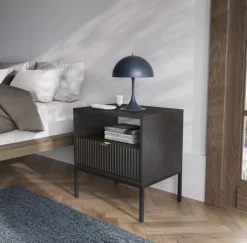 Zestaw mebli do sypialni czarny/czarny Delicious ryflowane fronty