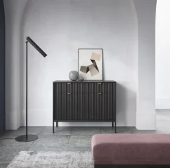 Zestaw mebli do sypialni czarny/czarny Delicious ryflowane fronty