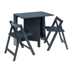 Zestaw stół i 2 krzesła składane i chowane Ivy granatowe