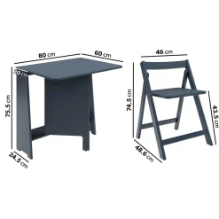 Zestaw stół i 2 krzesła składane i chowane Ivy granatowe
